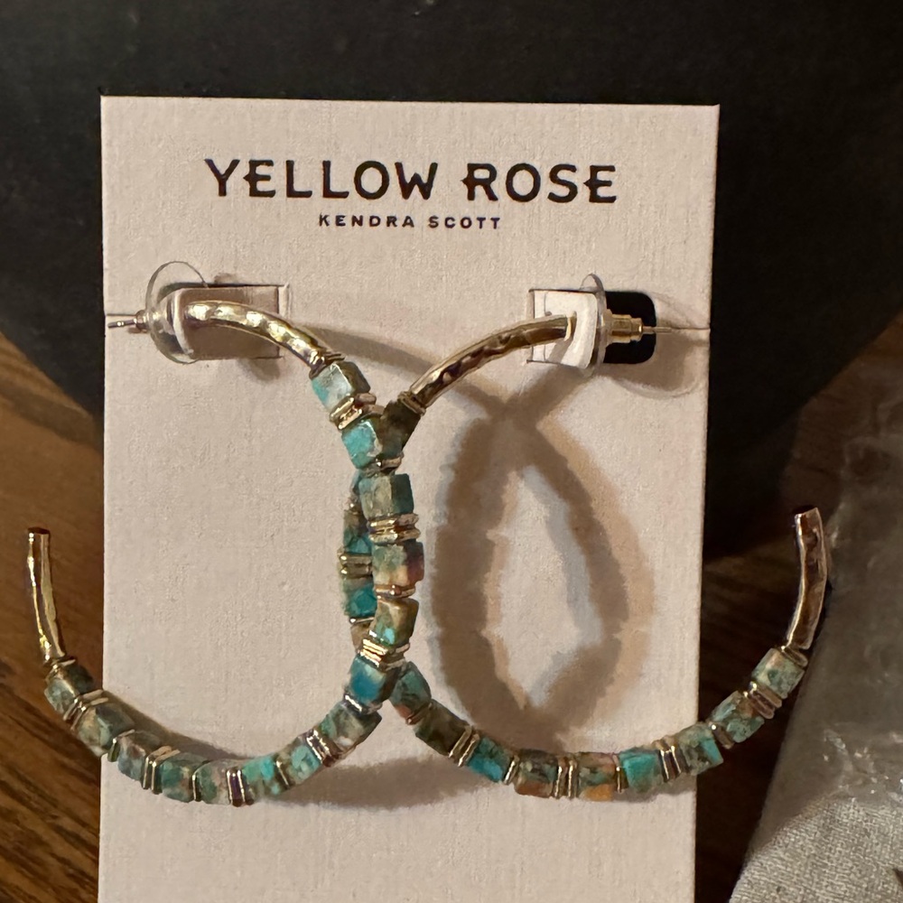 Kendra Scott Yellow Rose Ember Large Turquoise Beaded Hoop Earrings